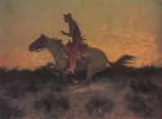 Frederic Remington Against htte Sunset (mk43) china oil painting reproduction